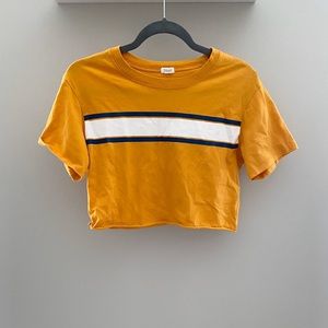 Yellow with Navy and White Detail Crop Tee